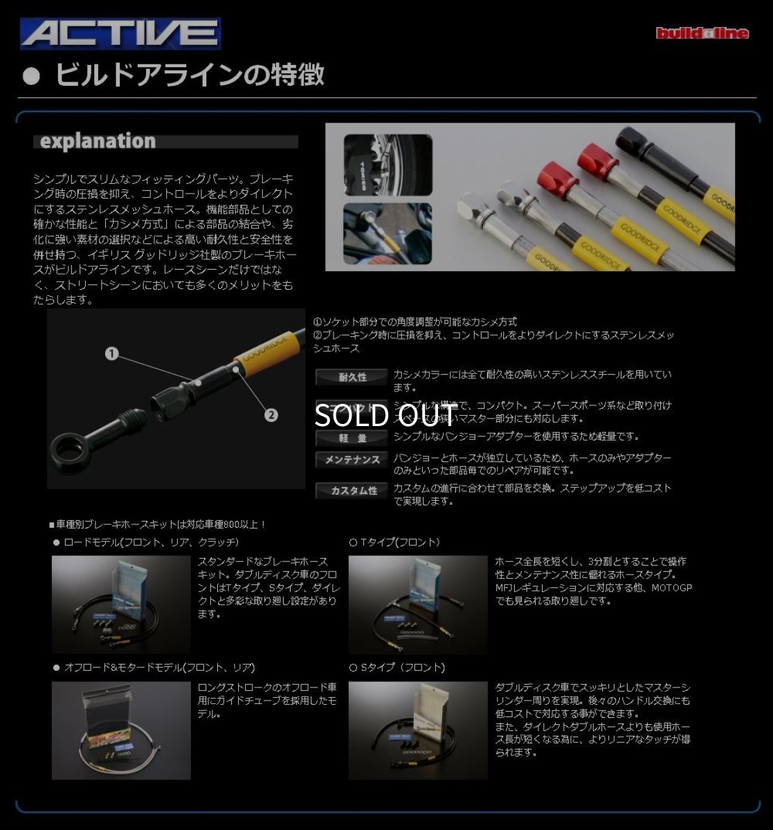 画像4: 🏍️ GOODRIDGE (グッドリッジ) ビルドアライン 車種別ブレーキホースキット【フロント用】 🏍️ (4)